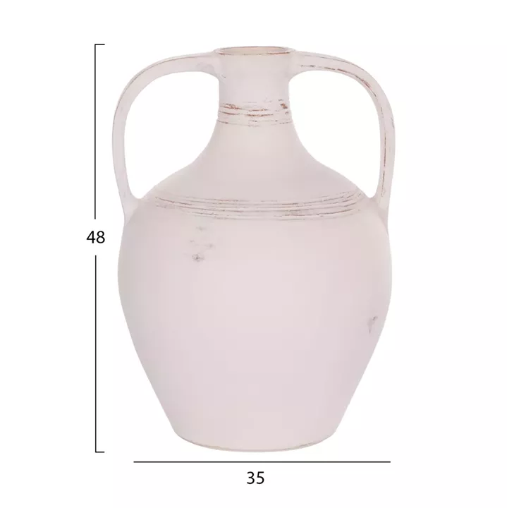 TABLE DECORATIVE VASE (AMPHORA) FEAX HM4676.02S TERRACOTA IN WHITE--35x35x48Hcm.