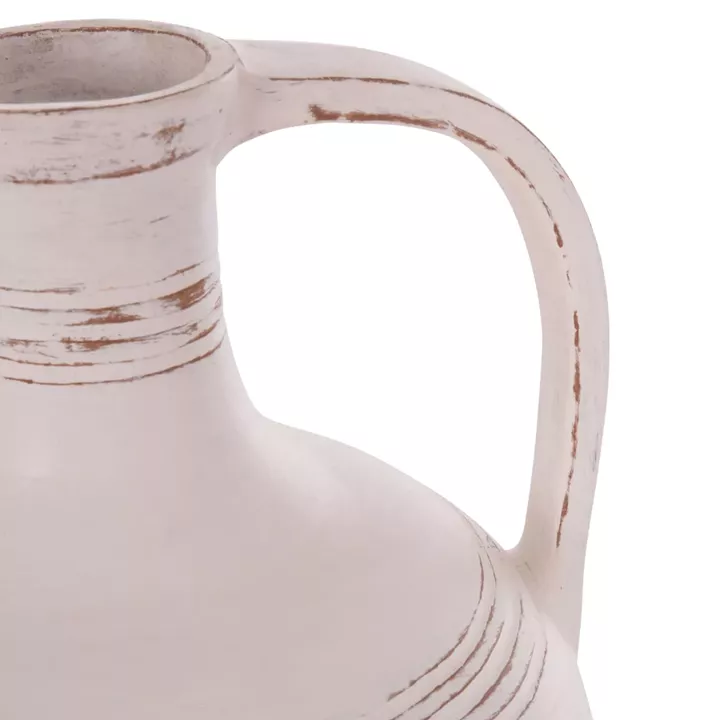 TABLE DECORATIVE VASE (AMPHORA) FEAX HM4676.02L TERRACOTA IN WHITE--35x35x58Hcm.