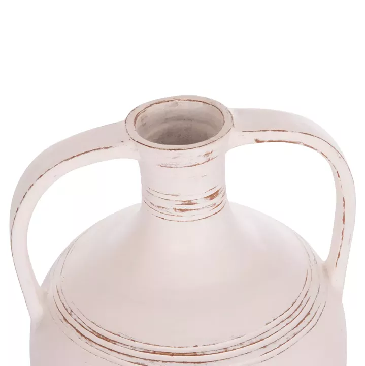 TABLE DECORATIVE VASE (AMPHORA) FEAX HM4676.02L TERRACOTA IN WHITE--35x35x58Hcm.