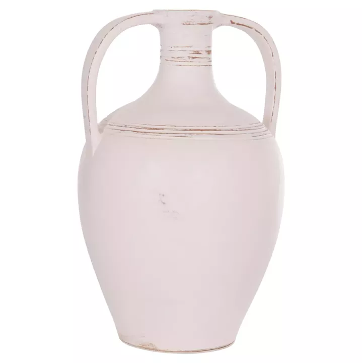 TABLE DECORATIVE VASE (AMPHORA) FEAX HM4676.02L TERRACOTA IN WHITE--35x35x58Hcm.