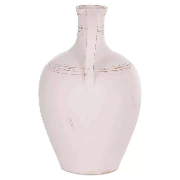 TABLE DECORATIVE VASE (AMPHORA) FEAX HM4676.02L TERRACOTA IN WHITE--35x35x58Hcm.