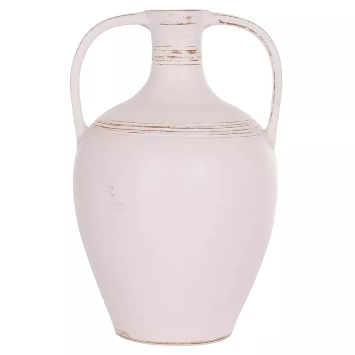 TABLE DECORATIVE VASE (AMPHORA) FEAX HM4676.02L TERRACOTA IN WHITE--35x35x58Hcm.