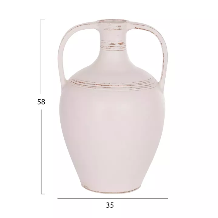 TABLE DECORATIVE VASE (AMPHORA) FEAX HM4676.02L TERRACOTA IN WHITE--35x35x58Hcm.
