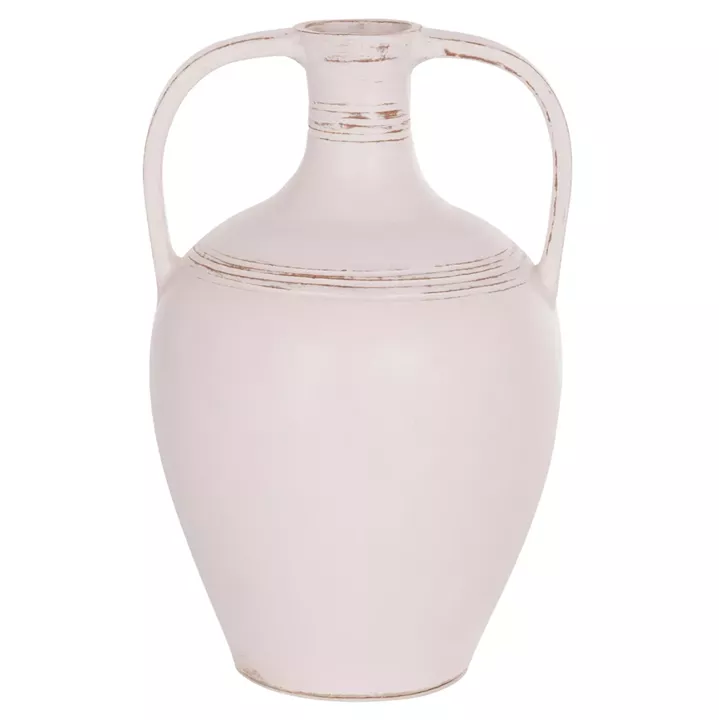 TABLE DECORATIVE VASE (AMPHORA) FEAX HM4676.02L TERRACOTA IN WHITE--35x35x58Hcm.