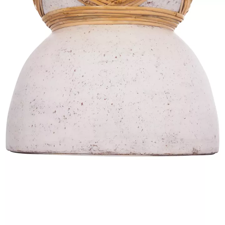 DECORATIVE FLOOR VASE MAYNARD HM4672.02L FIBER CEMENT IN WHITE--RATTAN Φ32x62.5Hcm.