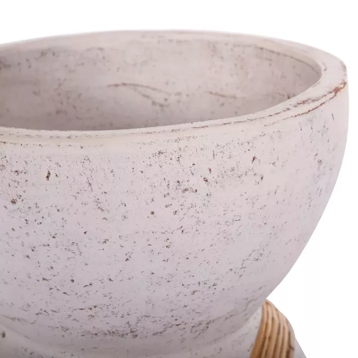 DECORATIVE FLOOR VASE MAYNARD HM4672.02L FIBER CEMENT IN WHITE--RATTAN Φ32x62.5Hcm.