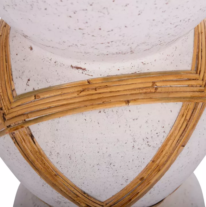 DECORATIVE FLOOR VASE MAYNARD HM4672.02L FIBER CEMENT IN WHITE--RATTAN Φ32x62.5Hcm.