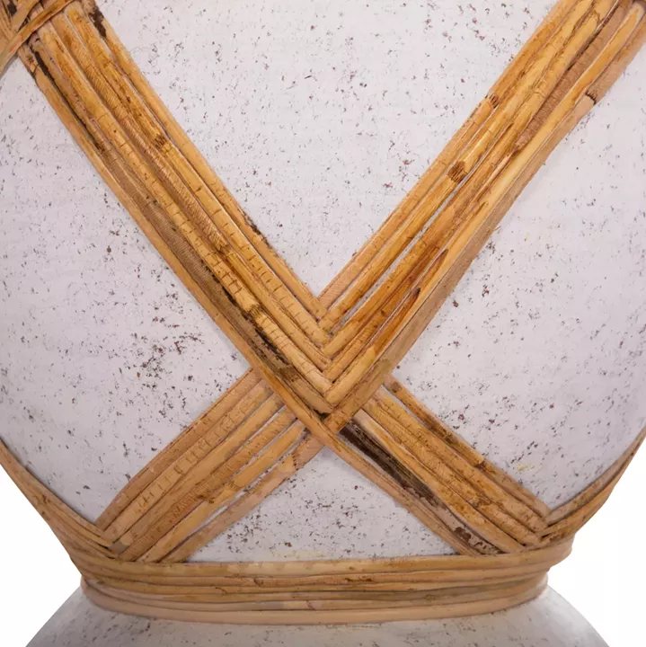 DECORATIVE FLOOR VASE MAYNARD HM4672.02L FIBER CEMENT IN WHITE--RATTAN Φ32x62.5Hcm.