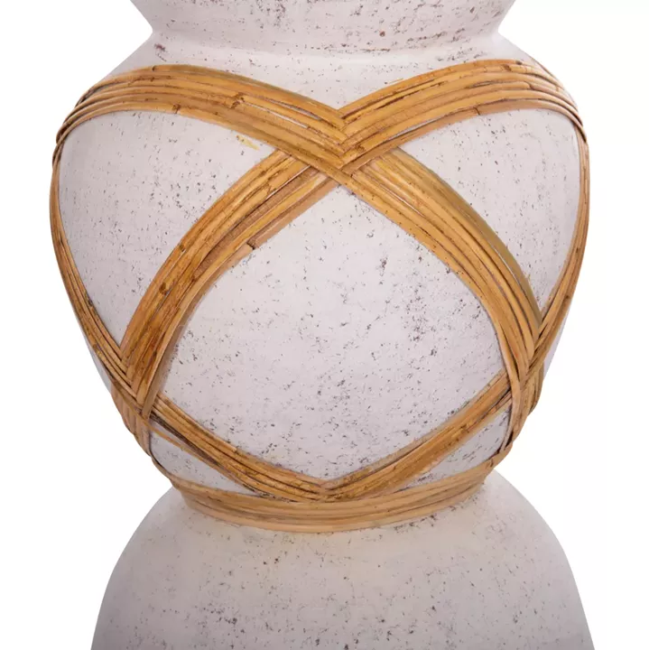 DECORATIVE FLOOR VASE MAYNARD HM4672.02L FIBER CEMENT IN WHITE--RATTAN Φ32x62.5Hcm.