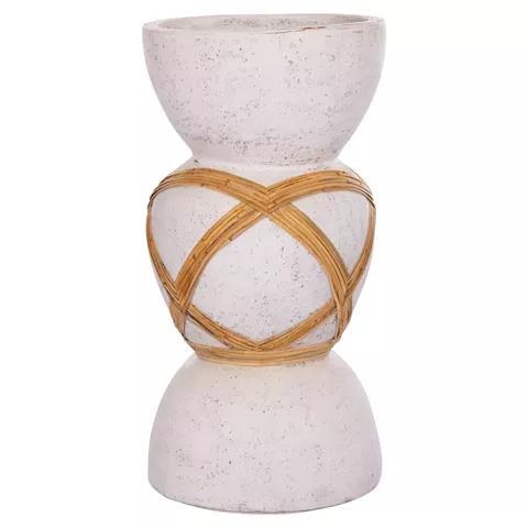ΔΙΑΚΟΣΜΗΤΙΚΟ ΒΑΖΟ ΔΑΠΕΔΟΥ MAYNARD HM4672.02L FIBER CEMENT ΛΕΥΚΟ--RATTAN Φ32x62.5Υεκ.