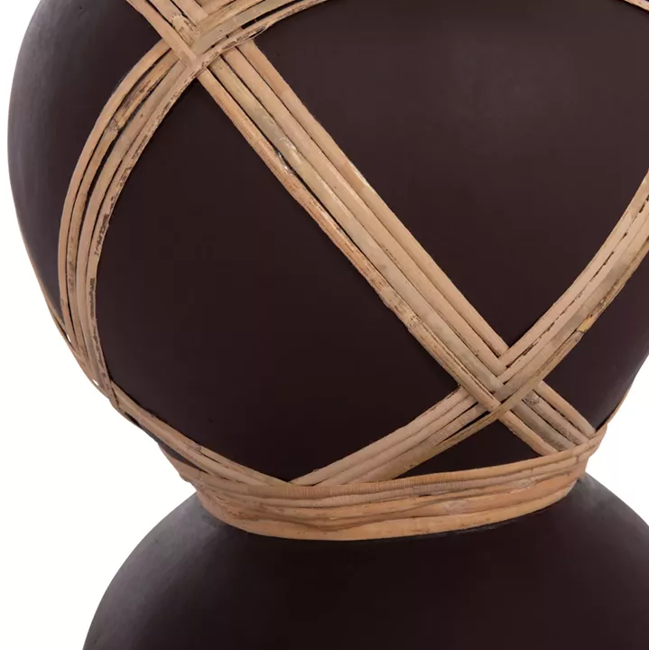 DECORATIVE FLOOR VASE MAYNARD HM4672.07S FIBER CEMENT IN CHOCOLATE COLOR--RATTAN Φ27.5x50Hcm.