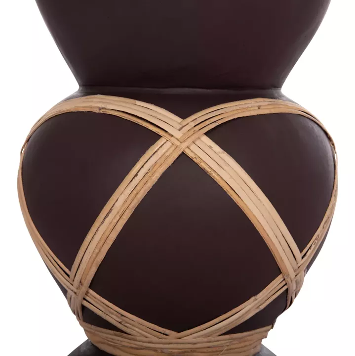 DECORATIVE FLOOR VASE MAYNARD HM4672.07S FIBER CEMENT IN CHOCOLATE COLOR--RATTAN Φ27.5x50Hcm.