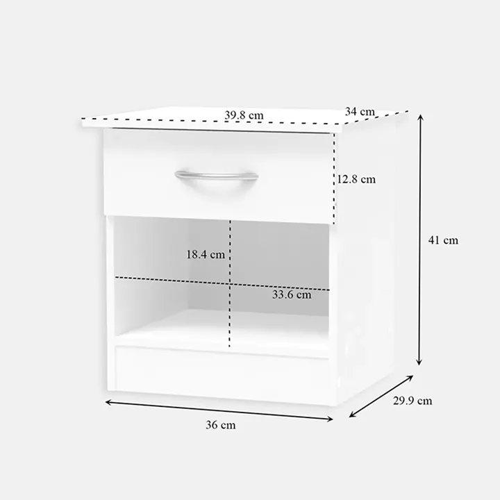 Kona pakoworld bedside table in white shade 40x34x42cm