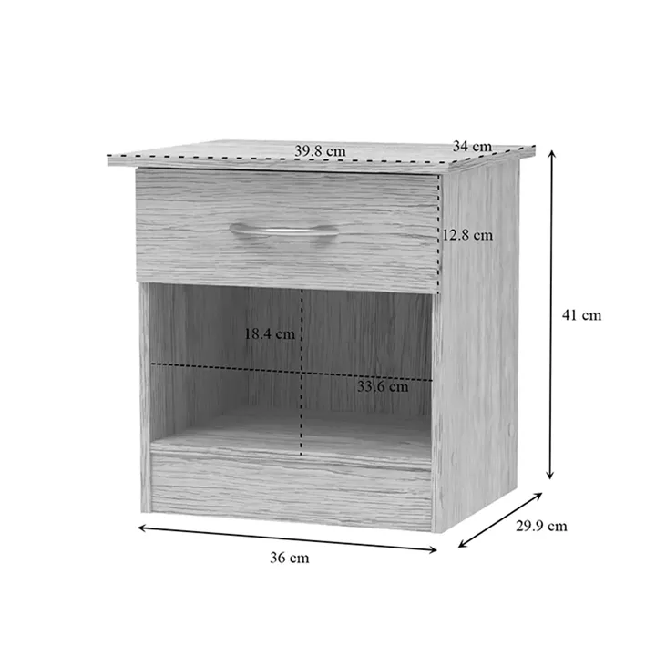 Κομοδίνο Kona pakoworld σε oak απόχρωση 40x34x42εκ