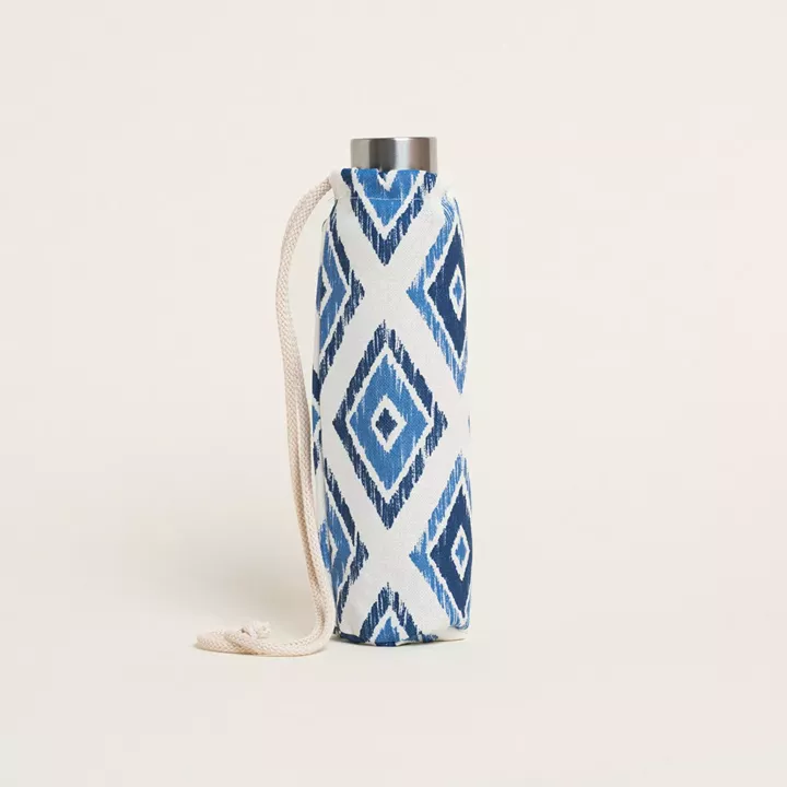 Beauty Home ΘΗΚΗ ΓΙΑ ΜΠΟΥΚΑΛΙ ΜΕ ΚΟΡΔΟΝΙ 22 x 12 cm ΜΠΛΕ ΡΟΜΒΟΙ