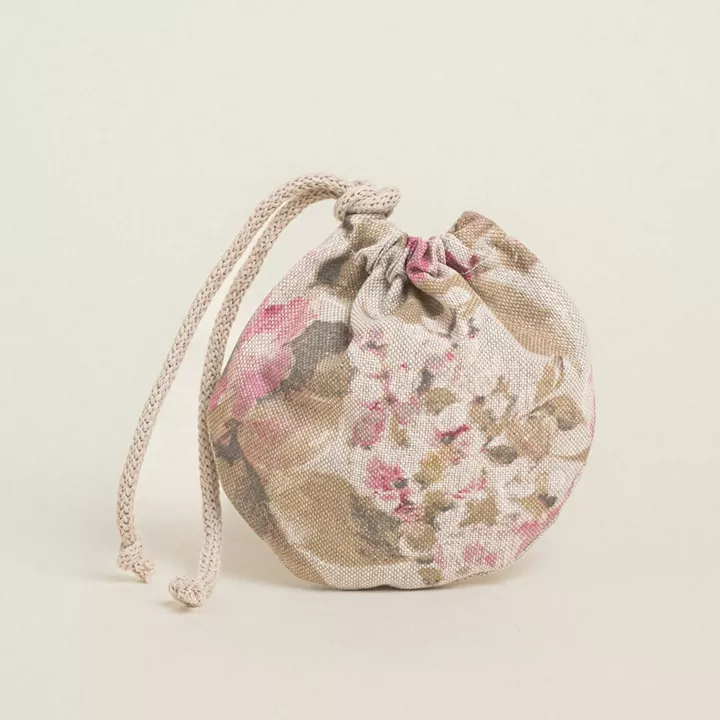 Beauty Home ΠΟΥΓΚΙ ΟΒΑΛ ΜΕ ΚΟΡΔΟΝΙ 13 x 14 cm ΚΛΑΣΙΚΟ ΦΛΟΡΑΛ ΜΠΕΖ