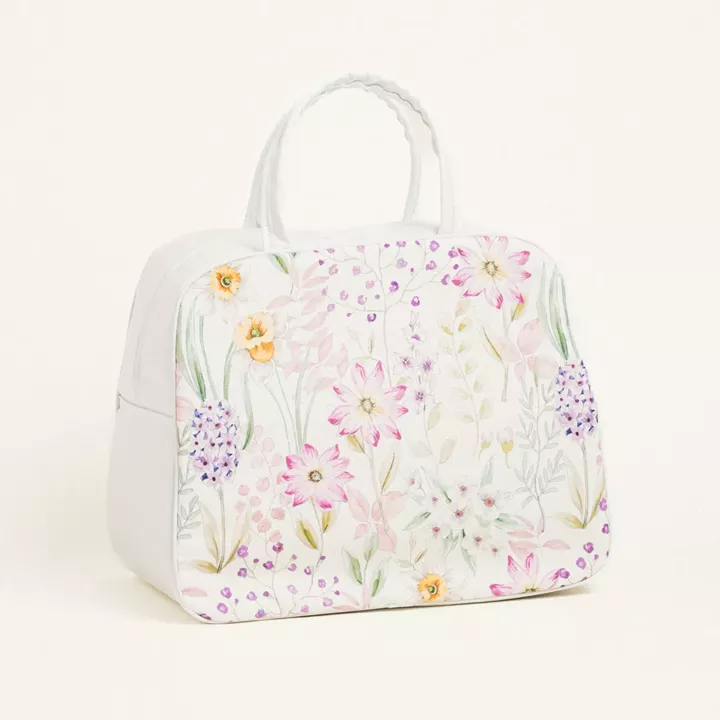 Beauty Home ΤΣΑΝΤΑ ΧΕΙΡΟΣ 35x40x23cm ΠΟΠΛΙΝΑ ΑΝΘΗ ΣΕ ΛΙΛΑ ΑΠΟΧΡΩΣΕΙΣ