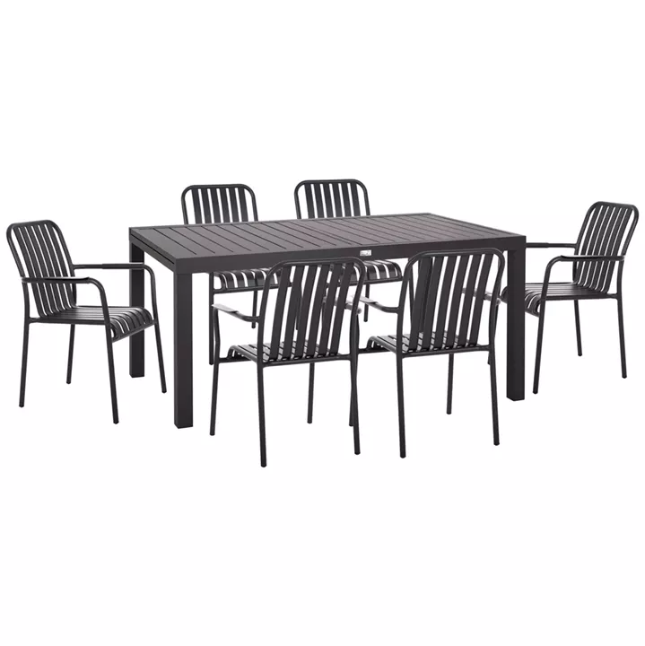 OUTDOOR DINING SET 7PCS KRUM HM21132.03 DARK GREY ALUMINUM