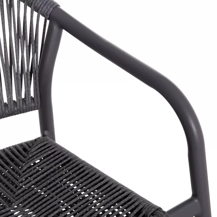 OUTDOOR DINING SET 7PCS KRUM HM21132.04 DARK GREY ALUMINUM-P.E.TWISTED RATTAN