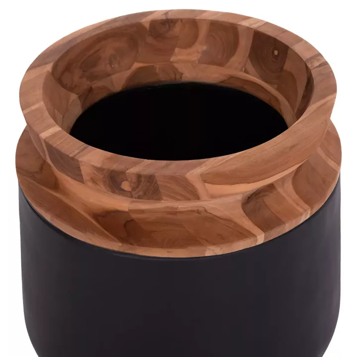 ΔΙΑΚΟΣΜΗΤΙΚΟ ΒΑΖΟ ΔΑΠΕΔΟΥ LINTER HM4662.01L FIBER CEMENT ΜΑΥΡΟ--ΞΥΛΟ ΤΕΑΚ Φ41x47Υεκ.