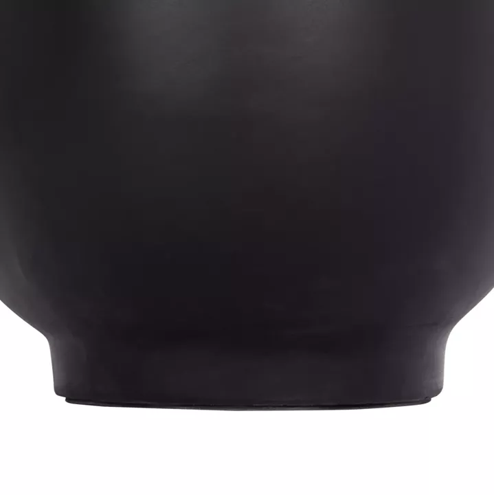 DECORATIVE FLOOR VASE LINTER HM4662.01S FIBER CEMENT IN BLACK--TEAK WOOD Φ34x60Hcm.