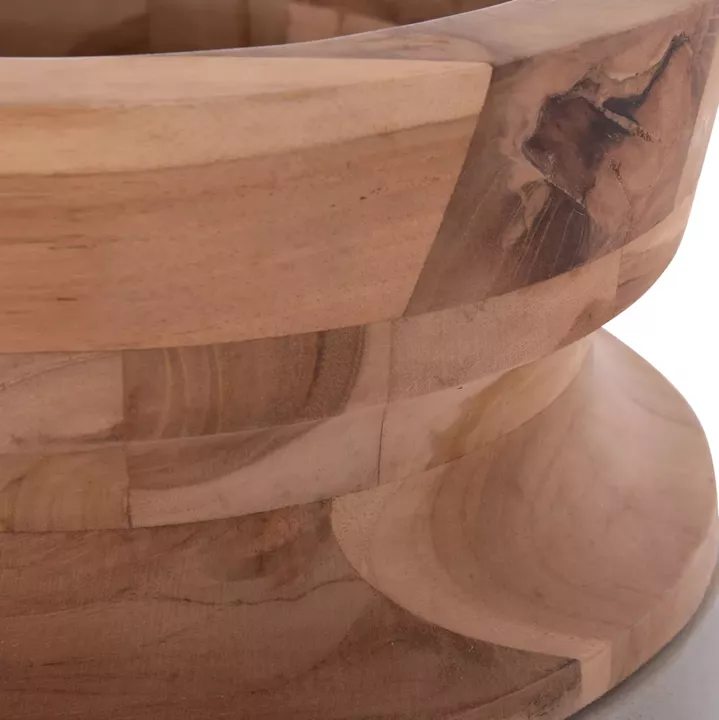 DECORATIVE FLOOR VASE LINTER HM4662.03S FIBER CEMENT IN GREY--TEAK WOOD Φ34x60Hcm.