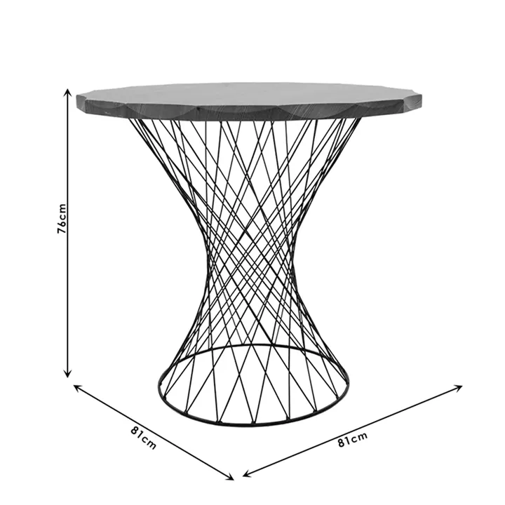 Dining table Table Ronlele pakoworld metal black-walnut D81x76cm
