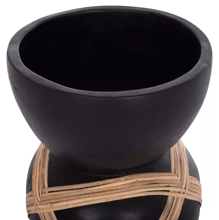 ΔΙΑΚΟΣΜΗΤΙΚΟ ΒΑΖΟ ΔΑΠΕΔΟΥ MAYNARD HM4672.01L FIBER CEMENT ΜΑΥΡΟ-RATTAN Φ32x62.5Υεκ