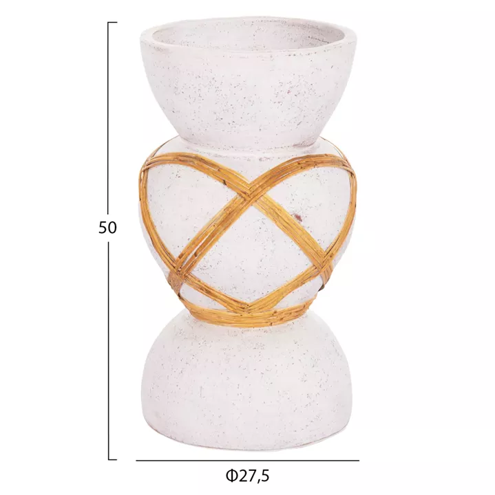 ΔΙΑΚΟΣΜΗΤΙΚΟ ΒΑΖΟ ΔΑΠΕΔΟΥ MAYNARD HM4672.02S FIBER CEMENT ΛΕΥΚΟ--RATTAN Φ27.5x50Υεκ