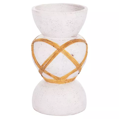 DECORATIVE FLOOR VASE MAYNARD HM4672.02S FIBER CEMENT IN WHITE COLOR--RATTAN Φ27.5x50Hcm.