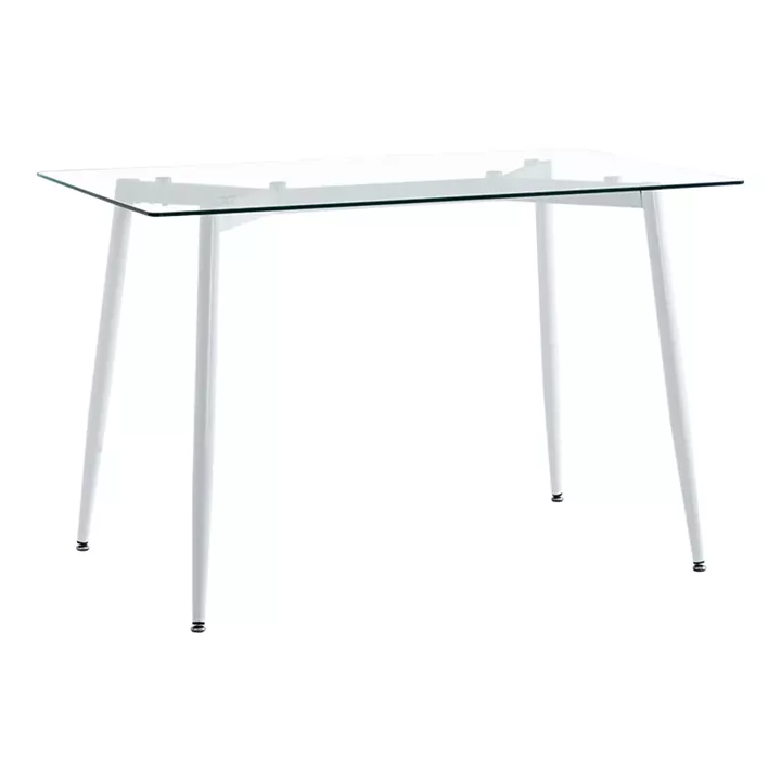Quana-Gaston pakoworld dining table set of 5 pieces glass 8mm transparent - white 120x70x75cm