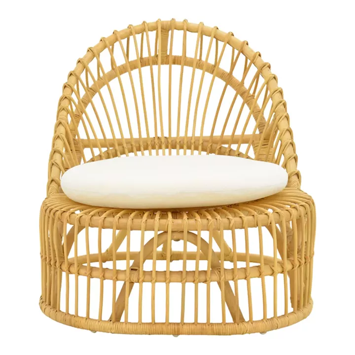 Πολυθρόνα Tromso paakoworld pe rattan σε φυσική απόχρωση με εκρού χρώμα μαξιλάρι 80x85x98εκ