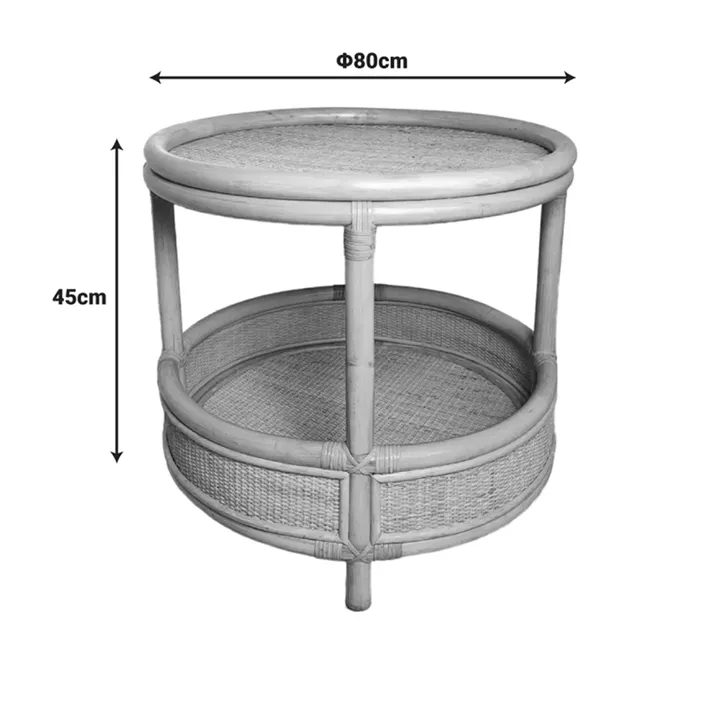 Moody side table pakoworld pe rattan in natural color D55x51cm