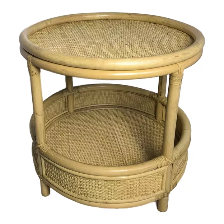 Moody side table pakoworld pe rattan in natural color D55x51cm