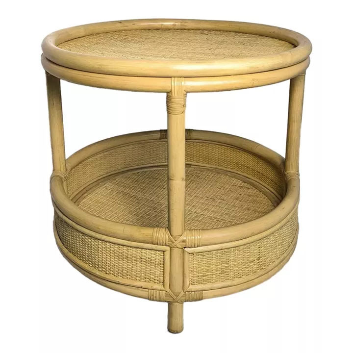 Moody side table pakoworld pe rattan in natural color D55x51cm