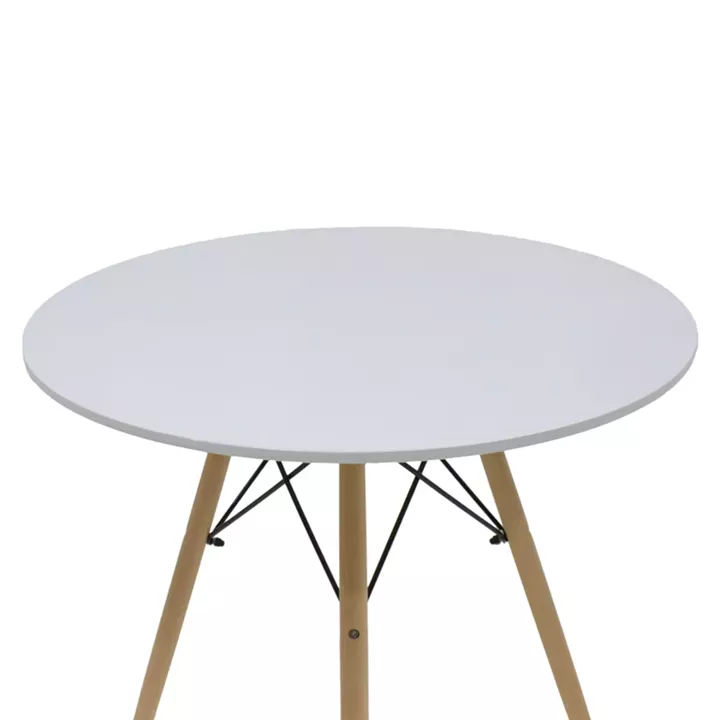 Julita dining table set of 5 pakoworld MDF and beech wood in white-natural shade D80x73cm