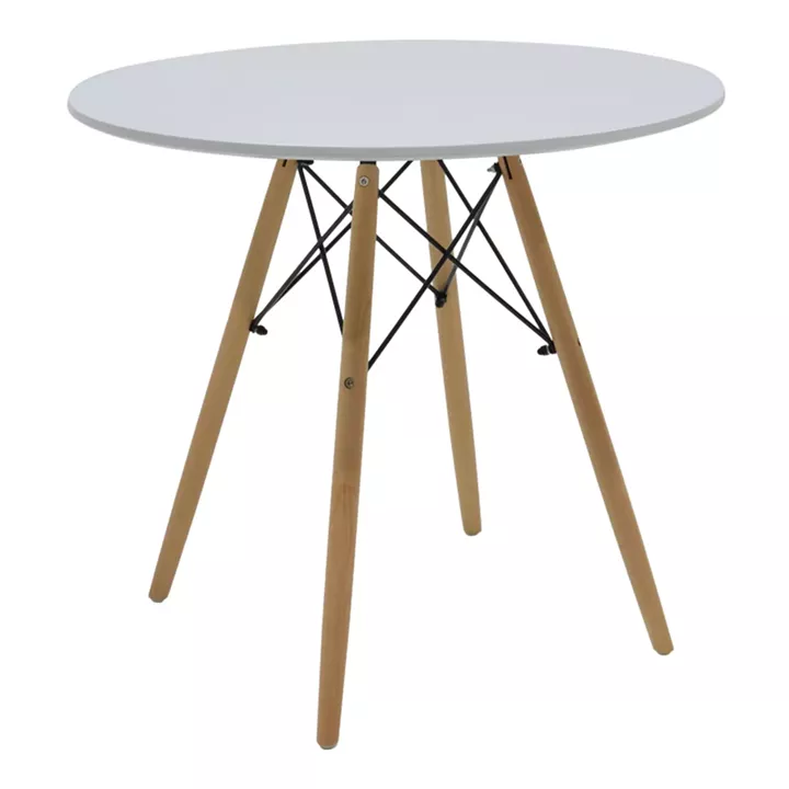 Julita dining table set of 5 pakoworld MDF and beech wood in white-natural shade D80x73cm