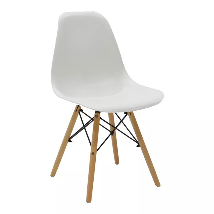 Julita dining table set of 5 pakoworld MDF and beech wood in white-natural shade D80x73cm