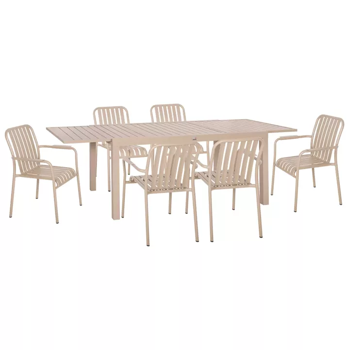 OUTDOOR DINING SET 7PCS KRUM HM21158 ALUMINUM IN CHAMPAGNE COLOR