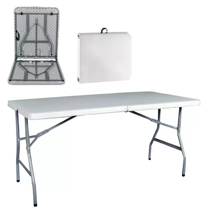 BLOW-R Τραπέζι Συνεδρίου - Catering Πτυσσόμενο (Βαλίτσα), Μέταλλο Βαφή Γκρι, HDPE Άσπρο
