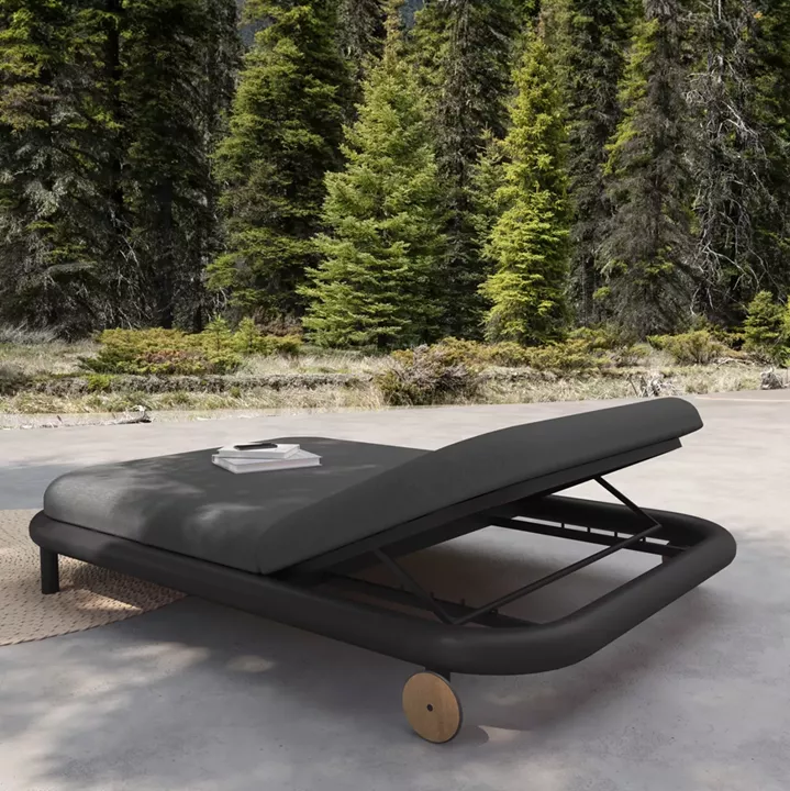 DAYBED ΔΙΠΛΟ ΣΕΙΡΑ EUTOPIA SM6238.01 ΣΚΟΥΡΟ ΓΚΡΙ ΑΛΟΥΜΙΝΙΟ & OLEFIN 212x155x38Υεκ.