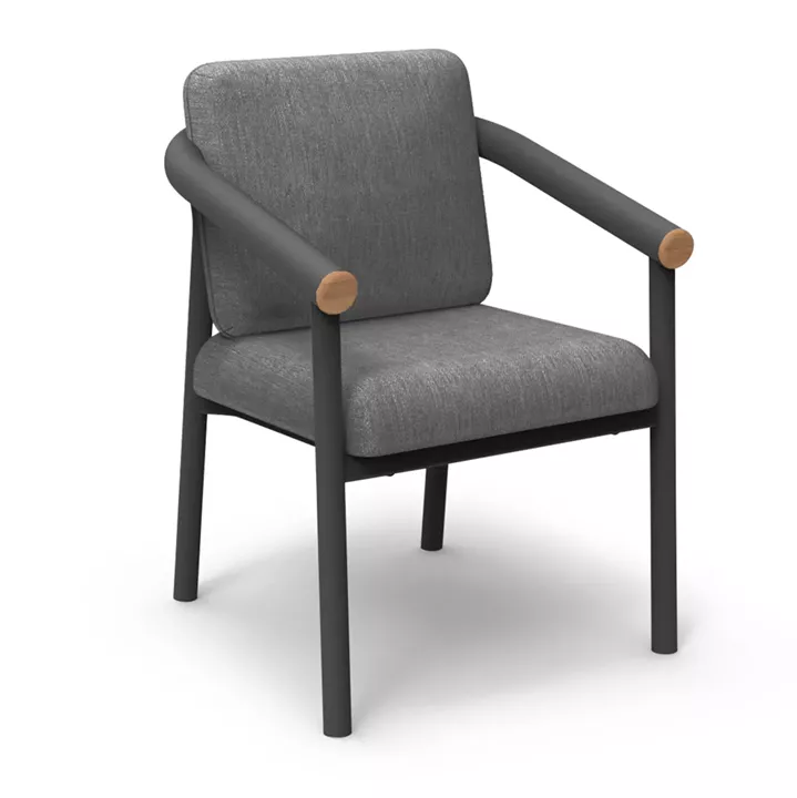 DINING CHAIR SERIES EUTOPIA SM6239.01 DARK GREY ALUMINUM & OLEFIN FABRIC 62x66x78Hcm.