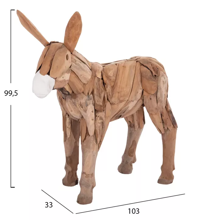 DECORATIVE DONKEY HM4387 RECYCLED TEAK WOOD IN NATURAL COLOR 103x33x99,5Hcm.