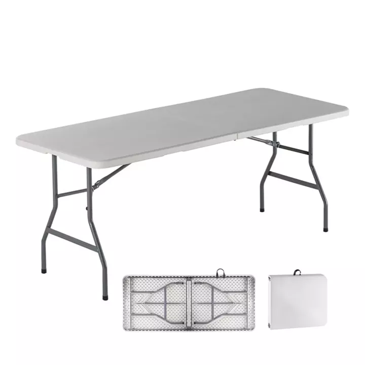 BLOW-W Τραπέζι  Συνεδρίου - Catering Πτυσσόμενο (Βαλίτσα), HDPE Άσπρο, Μέταλλο Βαφή Γκρι