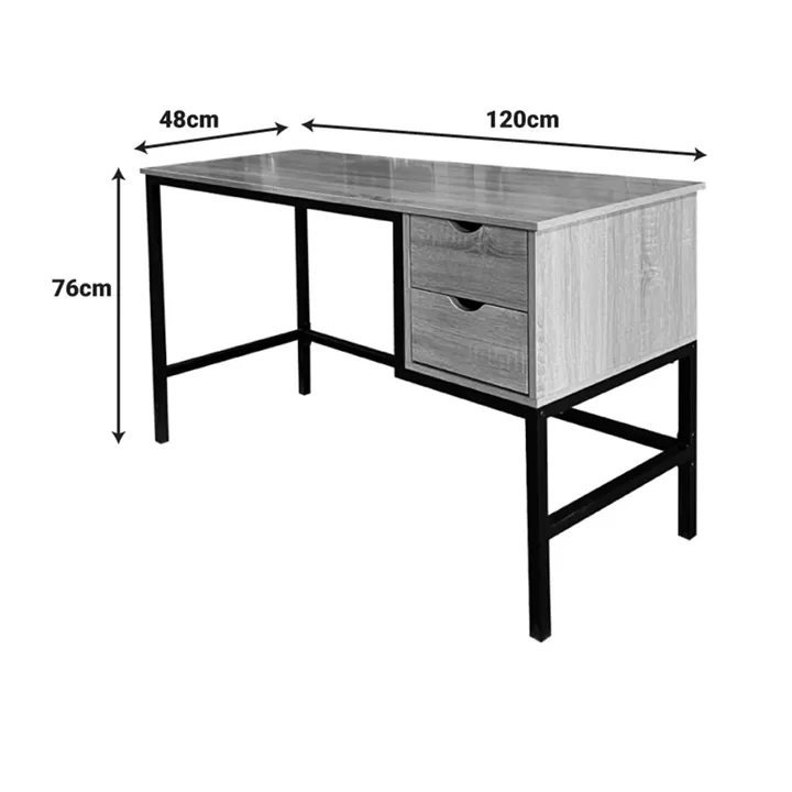 Ramen pakoworld work desk in sonoma shade with black metal legs 120x48x76cm