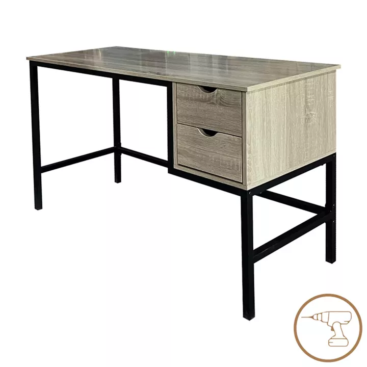 Ramen pakoworld work desk in sonoma shade with black metal legs 120x48x76cm