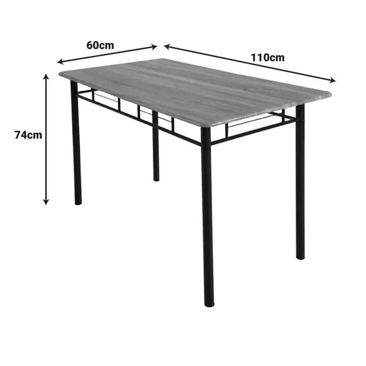 Dining table Roza II pakoworld set of 5 pcs mdf in grey shade with grey metal legs 110x60x74cm
