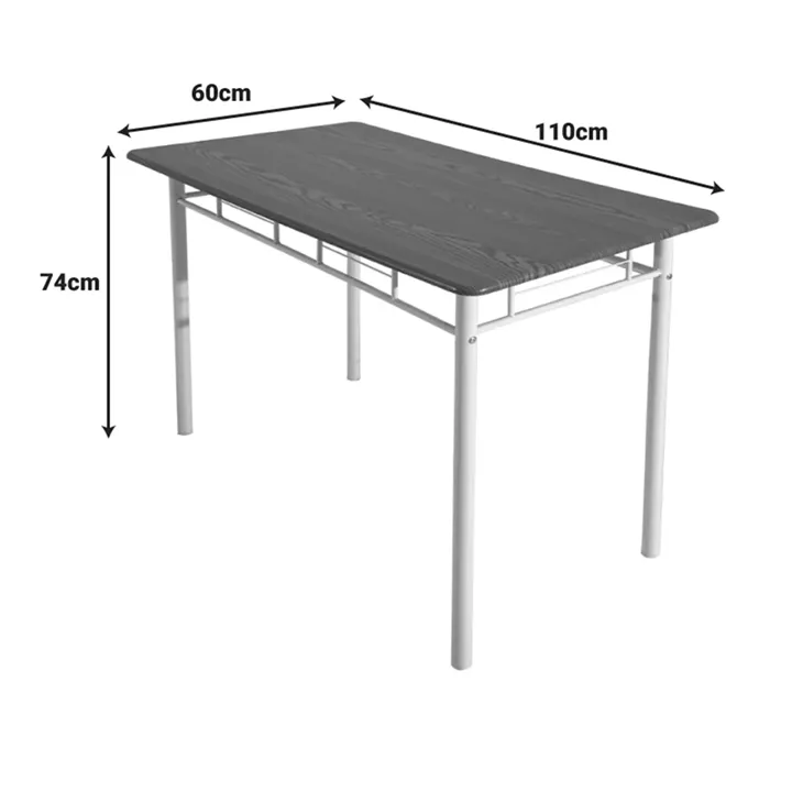 Dining table Roza II pakoworld set of 5 pcs mdf in natural shade with white metal legs 110x60x74cm