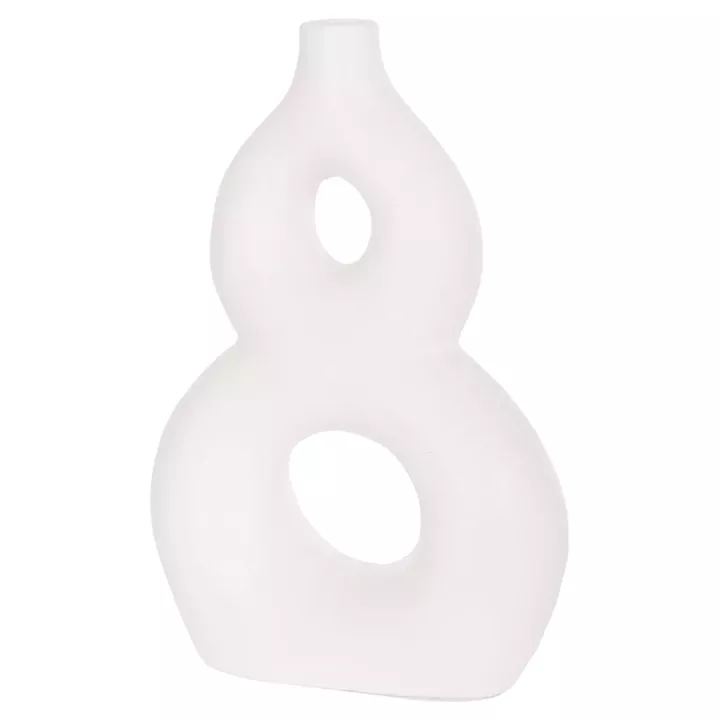 TABLE DECORATIVE VASE FIORIN HM4666.02S TERRACOTA IN WHITE--21x7.5x31Hcm.