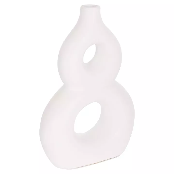 TABLE DECORATIVE VASE FIORIN HM4666.02S TERRACOTA IN WHITE--21x7.5x31Hcm.